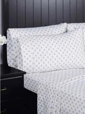 South Point White & Gray Printed Microfiber Twin XL Size Bed 6 pc Sheet Set